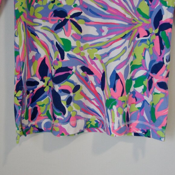 Lilly Pulitzer Floral Tunic Top V-neck Stretchy Purple Pink Green Blue Small - Picture 9 of 12